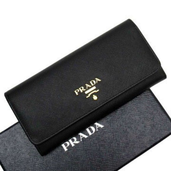 Prada Fold long Wallet Black Saffiano leather - Picture 1 of 3